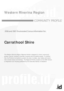 Western Riverina Region COMMUNITY PROFILE 2006 and 2001 Enumerated Census information for:  Carrathool Shire