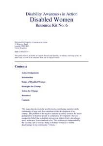 Disability Awareness in Action (DAA[removed]. "Resource Kit No. 6, Disabled Women."