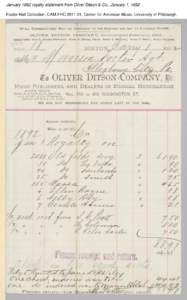 January 1892 royalty statement from Oliver Ditson & Co., January 1, 1892 Foster Hall Collection, CAM.FHC[removed], Center for American Music, University of Pittsburgh. 
