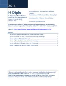 H-Diplo Roundtable, Vol. XV, No[removed])