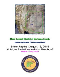 True-color Visible Satellite, Aug. 12, 2014 6:00 PM MST  Flood Control District of Maricopa County Engineering Division, Flood Warning Branch  Storm Report : August 12, 2014