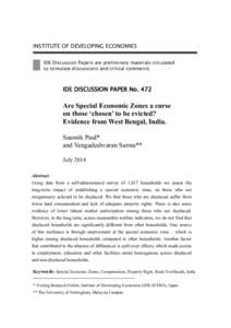 INSTITUTE OF DEVELOPING ECONOMIES IDE Discussion Papers are preliminary materials circulated to stimulate discussions and critical comments IDE DISCUSSION PAPER No. 472