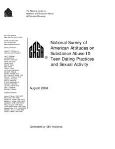 The National Center on Addiction and Substance Abuse at Columbia University 633 Third Avenue New York, NY