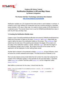 Outdoor AR Library Tutorial  Notification Bubbles in AR and Map Views by Rowan Livingstone The Human Interface Technology Laboratory New Zealand http://www.hitlabnz.org/mobileAR