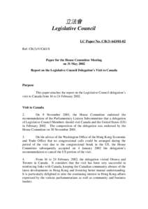 立法會 Legislative Council LC Paper No. CB[removed]Ref: CB(3)/V/C&US  Paper for the House Committee Meeting