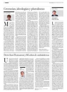 14 OPINIÓN  Diario de Navarra Lunes, 15 de diciembre de 2014 Creencias, ideologías y pluralismo Guillermo Otano