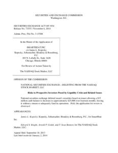 SECURITIES AND EXCHANGE COMMISSION Washington, D.C. SECURITIES EXCHANGE ACT OF 1934 Release No[removed]November 6, 2014 Admin. Proc. File No[removed]