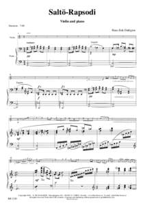 Saltö-Rapsodi Violin and piano Duration - 7:00