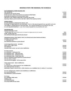 ARIZONA STATE FIRE MARSHAL FEE SCHEDULE PLAN SUBMISSION & PERMIT ISSUANCE FEES Plan submittal fee Administrative fee for each permit Permit renewal in which the permit has not expired/cancelled/finaled. Resubmittal resul