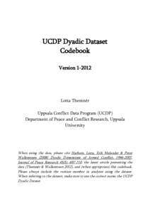 UCDP Dyadic Dataset Codebook VersionLotta Themnér Uppsala Conflict Data Program (UCDP)