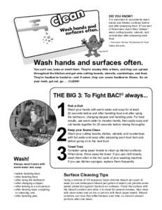 Did You Know?  It is important to consistently wash hands and kitchen surfaces before and after preparing food. 67 percent of Americans report they “always”