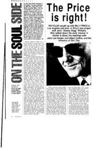 In JB40, Paul Harris reviewed a CD entitled ‘The Soul Collection’ by Billy Price where Paul quite rightly describes Billy’s voice as ‘sympathetic to the genre in a genuine Southern style and the