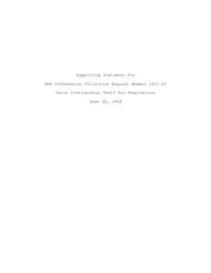 Supporting Statement For EPA Information Collection Request Number[removed]Outer Contionental Shelf Air Regulations June 22, 1998  Table of Contents