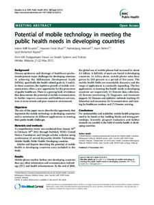 Kouadio et al. BMC Public Health 2012, 12(Suppl 2):A13 http://www.biomedcentral.comS2/A13 MEETING ABSTRACT  Open Access