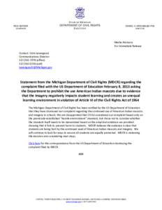 STATE OF MICHIGAN DEPARTMENT OF CIVIL RIGHTS EXECUTIVE RICK SNYDER GOVERNOR