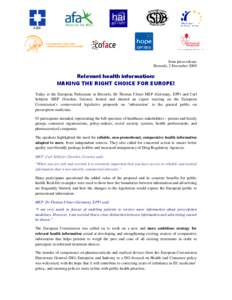AIM  Joint press release Brussels, 2 DecemberRelevant health information: