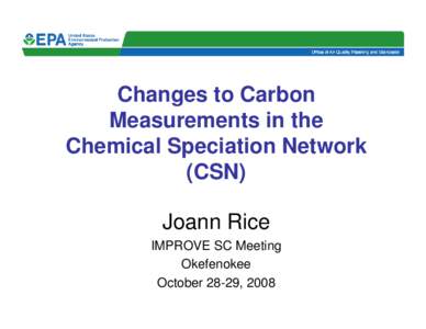 Changes to Carbon Measurements in the Chemical Speciation Network (CSN) Joann Rice IMPROVE SC Meeting