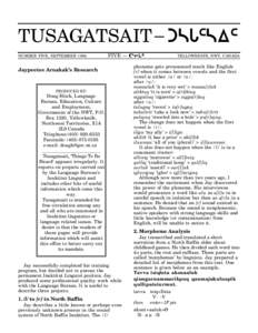 TUSAGATSAIT – êΩ°îΩÄî NUMBER FIVE, SEPTEMBER 1994 FIVE — í ∆ ¿ Ø î  Jaypeetee Arnakak’s Research