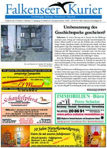 Falkenseer Kurier Unabhängige Zeitung • Havelland • Spandau 21.Januar bis 17.Februar • Nummer 1 • Jahrgang 4 • Redaktion/Anzeigenannahme:  • Mail:   Umbenennung des