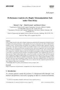 Advanced Robotics[removed]–673  brill.nl/ar Full paper Performance Analysis of a Haptic Telemanipulation Task