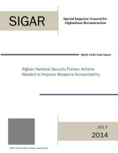 SIGAR  Special Inspector General for Afghanistan Reconstruction  SIGAR[removed]Audit Report