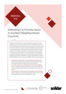 BRIEFING #78 Defending Civil Society Space in Southern Neighbourhood Countries