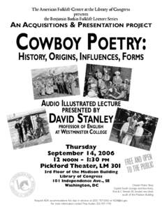 Homegrown: Cowboy Poetry: American Folklife Center, Library of Congress