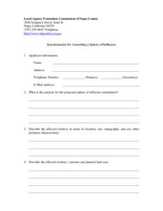 Questionnaire for Amending a Sphere of Influence
