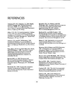 REFERENCES Adamus, P. R., E.J. Clairain, Jr., R.D. Smith, and R,E. Young[removed]Wetland Evaluation Technique (WET). Vol. II. Methodology. U.S. Amy Corps of Engineers Waterways Experiment Station, Vicksburg, MS. 178 pp.