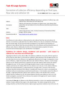 Task 45 Large Systems Correction of collector efficiency depending on fluid type, flow rate and collector tilt IEA-SHC INFO SHEET 45.A.1, page 1 of 2  Subject: