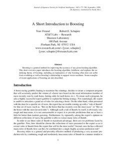 Boosting / Yoav Freund / Decision stump / Support vector machine / Statistical classification / Linear classifier / BrownBoost / Margin classifier / Machine learning / Ensemble learning / AdaBoost