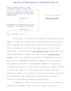 Case 1:07-cvJSR Document 134  UNITED STATES DISTRICT COURT SOUTHERN DISTRICT OF NEW YORK ------------------------------------JULIUS H. SCHOEPS, EDELGARD VON LAVERGNE-PEGUILHEN, and FLORENCE