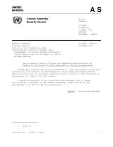 UNITED NATIONS AS General Assembly Security Council