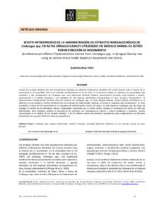 ARTÍCULO ORIGINAL  EFECTO ANTIDEPRESIVO DE LA ADMINISTRACIÓN DE EXTRACTO HIDROALCOHÓLICO DE Crataegus spp. EN RATAS SPRAGUE DAWLEY UTILIZANDO UN MODELO ANIMAL DE ESTRÉS POR RESTRICCIÓN DE MOVIMIENTO (Antidepressant 