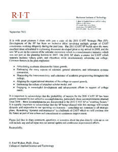 Strategic planning / New York / Education in the United States / Association of Independent Technological Universities / Middle States Association of Colleges and Schools / Rochester Institute of Technology