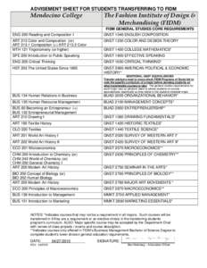 ADVISEMENT SHEET FOR STUDENTS TRANSFERRING TO FIDM  Mendocino College The Fashion Institute of Design & Merchandising (FIDM)