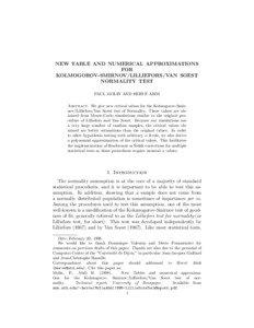 NEW TABLE AND NUMERICAL APPROXIMATIONS FOR KOLMOGOROV-SMIRNOV/LILLIEFORS/VAN SOEST