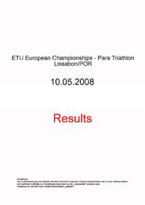 2008 Lisbon ETU Triathlon European Championships | Triathlon.org