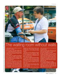 Dr Ann Solari with patient Trevor Webb. The weekly clinic on the streets of inner Brisbane’s West End is run by Drug Arm with participation by Anglicare Homeless Outreach. Photo: Rebecca Newman  Feature The waiting roo