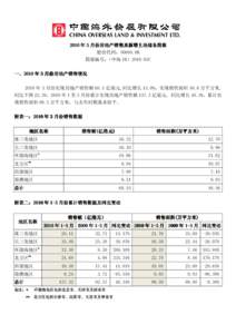 [removed] 年 3 月份房地产销售 月份房地产销售及 房地产销售及新增土地储备简报 股份代码：00688.HK 简报编号：（中海 IR）2010-03C