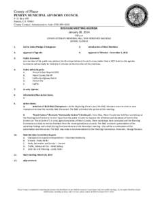 County of Placer PENRYN MUNICIPAL ADVISORY COUNCIL P. O. Box 498 Penryn, CA[removed]County Contact: Administrative Aide[removed]