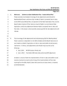 SR‐NP‐NLH‐031  Rate Stabilization Plan Rules and Refunds Application  Page 1 of 1  1   Q. 