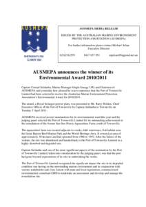 Microsoft Word - AUSMEPA Announces the winner of its Environmental Award 2010 doc.doc