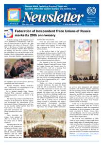 ISSN[removed]  # 3(42) SEPTEMBER 2010 Federation of Independent Trade Unions of Russia marks its 20th anniversary