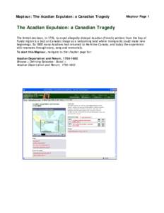 Maptour: The Acadian Expulsion: a Canadian Tragedy   Maptour Page 1  The Acadian Expulsion: a Canadian Tragedy