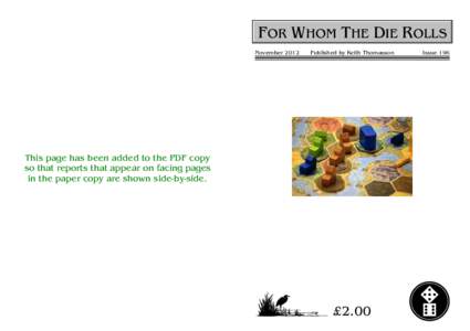 For Whom The Die Rolls #196 - November 2012