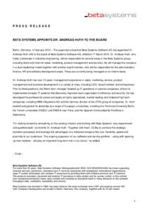 Beta Systems Software AG   Alt-Moabit 90d   D[removed]Berlin