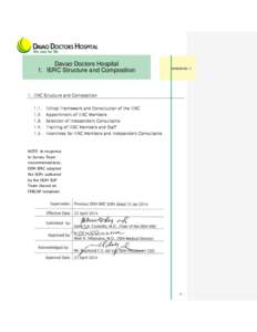 Davao Doctors Hospital 1. IERC Structure and Composition VERSION NO: 3  1. IERC Structure and Composition