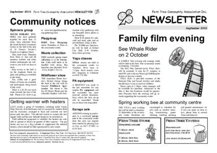 September[removed]Fern Tree Community Association Inc. Fern Tree Community Association NEWSLETTER