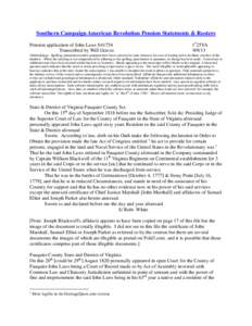 Southern Campaign American Revolution Pension Statements & Rosters Pension application of John Laws S41754 Transcribed by Will Graves f 125VA[removed]